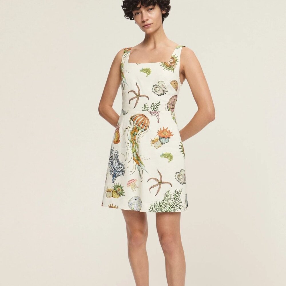 Alemais Sea Creature Linen Mini Dress